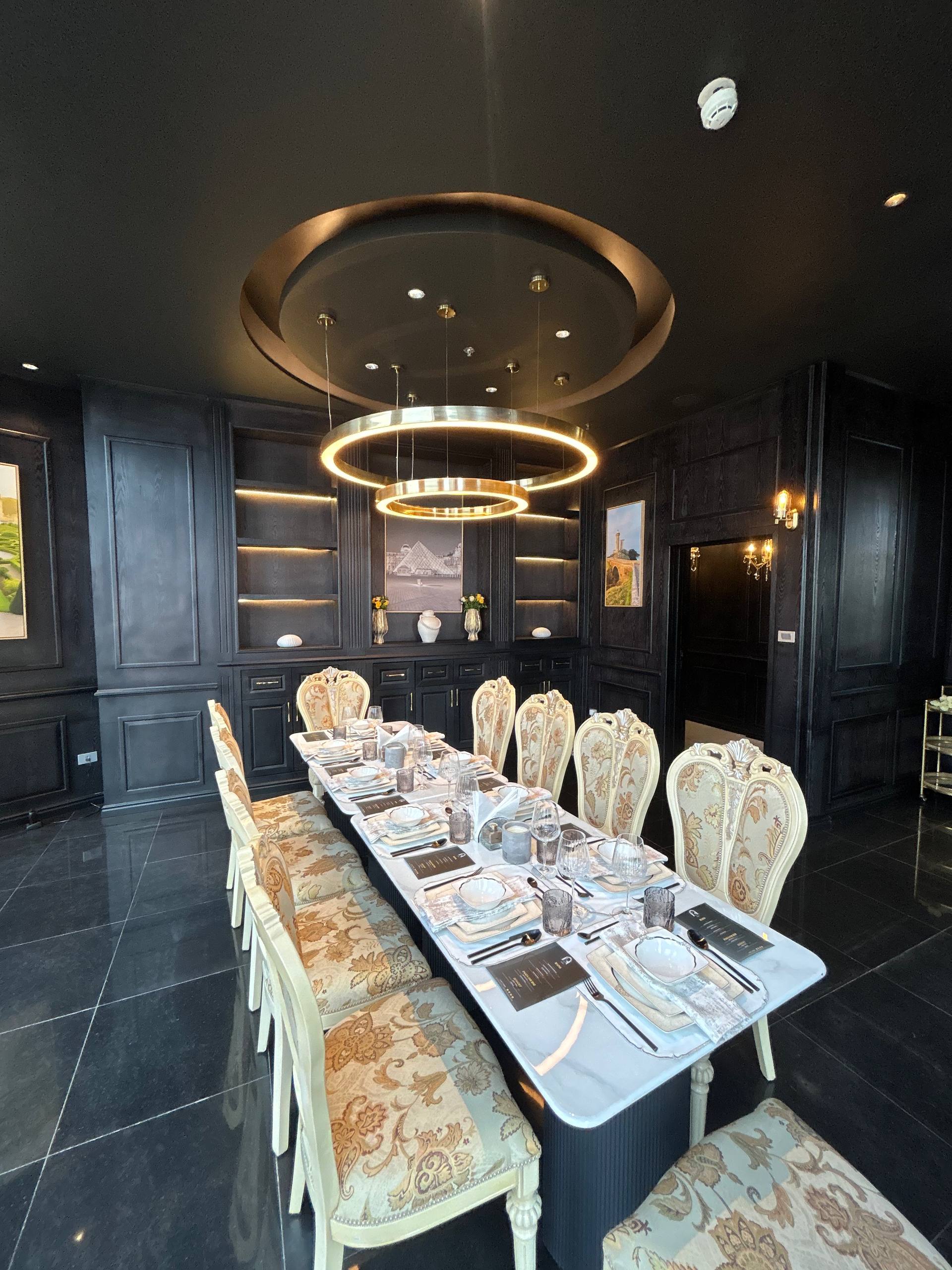 Close-up of plated cuisine and ambient light