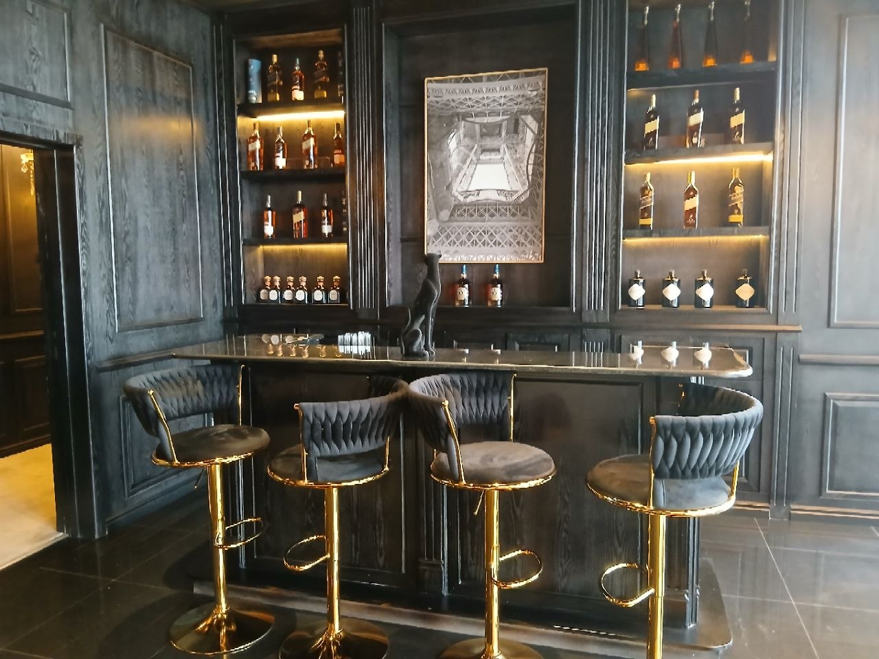 Stylish restaurant corner with ambient mood lighting